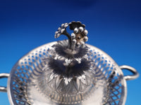 Austrian .813 Silver Sugar Bowl w/ 3-D Leaf and Flower 3 Level Finial (#8442)