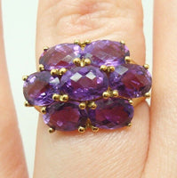 10k Yellow Gold Ring with Seven Carats of Genuine Natural Amethysts (#J3034)
