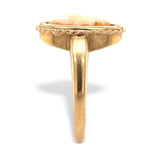 18k Yellow Gold Swedish Genuine Natural Shell Cameo Ring Jewelry (#J7514)