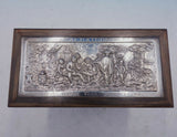 Dutch Wooden Box / Trophy with Hinged Lid Figural Scenic Panel (#4258)