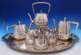 Colonial by Whiting Sterling Silver Tea Set 7pc with Kettle on Stand (#8537)
