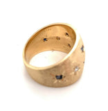 14k Yellow Gold Wide Heavy Sapphire and Diamond Band Ring (#J5438)
