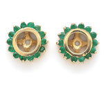 14k Yellow Gold Pair of Earring Jackets w/ Genuine Natural Emerald Halo (#J6686)