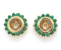 14k Yellow Gold Pair of Earring Jackets w/ Genuine Natural Emerald Halo (#J6686)