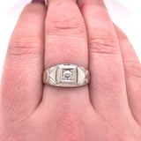 14k White Gold Men's .19ct Genuine Natural Diamond Ring Jewelry (#J5647)