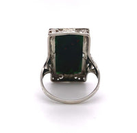 14k White Gold Filigree Art Deco Genuine Natural Bloodstone Ring (#J5785)