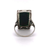 14k White Gold Filigree Art Deco Genuine Natural Bloodstone Ring (#J5785)