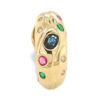 14k Yellow Gold Half Hoop Earrings w/Diamonds Sapphires Rubies Emeralds (#J7226)