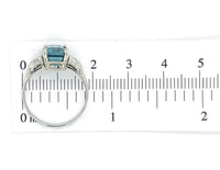 18k White Gold 3.99 Carat Teal Blue Genuine Natural Zircon Diamond Ring (#J6921)
