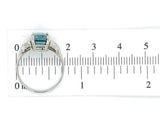18k White Gold 3.99 Carat Teal Blue Genuine Natural Zircon Diamond Ring (#J6921)