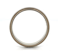 14k White Gold Men's Wedding Band with Beaded Edge Size 11 Ring (#J6645)
