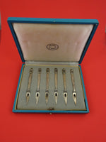 Acorn by Georg Jensen Sterling Silver Nut Pick Set of 6 in fitted box 3 1/2"