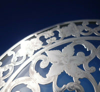 Webster Glass Trivet with Sterling Silver Overlay Floral 6" (#5418)