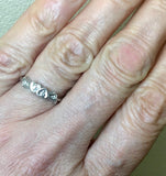 14k White Gold Genuine Natural Diamond Heart Band Ring (#J5178)