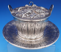 Italian Sterling Silver Fruit Bowl with underplate Barrel of Grapes  (#8372)