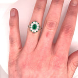 Fine Platinum Genuine Natural Emerald and Diamond Ring Size 5.5 (#J4857)