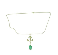 14k Yellow Gold Pendant 4.34ct Genuine Natural Chrysoprase Fancy (#J4884)