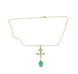 14k Yellow Gold Pendant 4.34ct Genuine Natural Chrysoprase Fancy (#J4884)