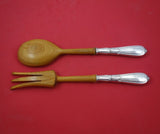 Troubadour by Frank Whiting Sterling Silver Salad Serving Set 2pc w/Wood 10 1/2"
