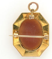 10k Yellow Gold Genuine Natural Shell Cameo Small Pendant Pin Jewelry (#J6892)