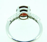 14k White Gold Round Red Genuine Natural Garnet Ring with Diamonds (#J4394)