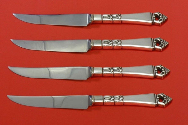Danish Crown by Frigast Sterling Silver Steak Knife Set 4pc HHWS  Custom 8 1/2"
