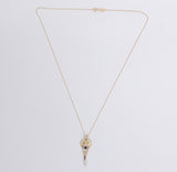 10k Yellow Gold Victorian Lavaliere Pendant with Blue Glass Pearl Drop (#J6438)
