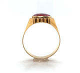 18k Yellow Gold Men's European Ring Specialty Cut Lab-Created Red Stone (#J6345)