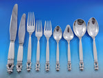 Acorn by Georg Jensen Sterling Silver Flatware Dinner Set 8 - 75 pcs GJ mark XL