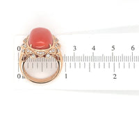 18k Gold 17.65ct Genuine Natural Ox Blood Coral Ring with .54ct Diamonds #J6179