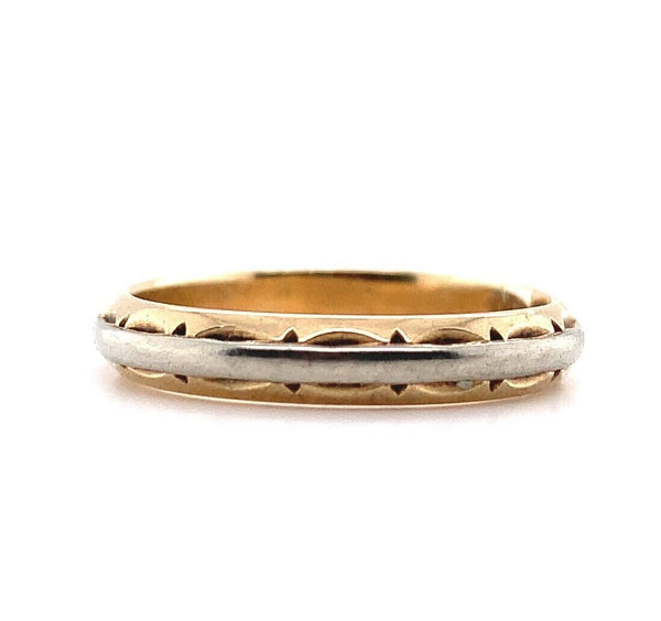 14k Yellow Gold Wedding Band Ring Jewelry with White Gold (#J5730)