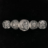 Frank Whiting Figural Sterling Silver Five Medallion Scarf Pin 2 7/8" (#J5575)