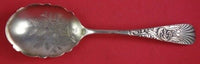 Palm by Frank Whiting Sterling Silver Berry Spoon with Bright Cut Flowers 8 1/4"