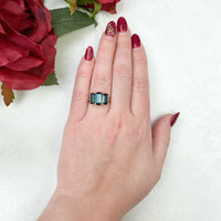 18k 3-Stone 4.5 Carat TW Genuine Indicolite Blue Teal Tourmaline Ring (#J7220)