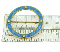 Victorian 14k Yellow Gold and Blue Enamel Circle Pin (#J1652)
