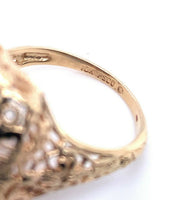 10k Yellow Gold Art Deco 5.48 Carat Genuine Natural Garnet Filigree Ring #J5158
