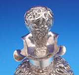 Glass Whiskey Decanter with Sterling Silver Overlay Pcd Repoussed Birds (#9262)