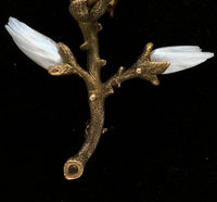 14k Yellow Gold Freshwater River Pearl Magnolia Branch Pin (#J5574)