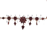 Genuine Natural Bohemian Garnet Necklace Rosettes and Drops (#J5502)