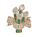 14k Yellow Gold 1.50 Carat TW Diamond Ring Bouquet of Flowers Size 6 (#J7015)