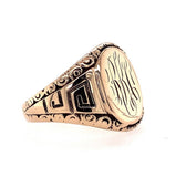 Fancy 10k Yellow Gold Antique Signet Ring Jewelry (#J5683)