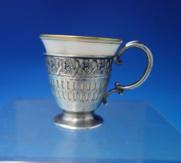 Webster Sterling Silver Demitasse Cup Pierced Engraved Flowers w/ Liner (#6310)