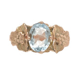 10k Yellow Gold Ring with 1.15ct Oval Genuine Natural Aquamarine w/Leaves #J6767