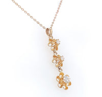 10k Yellow Gold Lavaliere Buttercup Pendant w/ Genuine Natural Diamonds (#J6427)