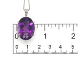 Platinum 16.33 Carat Oval Genuine Natural Amethyst Pendant w/ 18" Chain (#J7453)