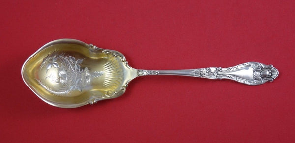 Verona by Lunt Sterling Silver Berry Spoon GW BC w/ Flower Design 9"