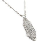 12k and 14k White Gold Genuine Natural Diamond Filigree Pendant w/Chain (#J7189)