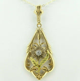 10k Tri-Color Genuine Natural Diamond Flower Pendant with 14k Chain (#J4320)