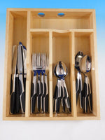 Modernist Japan Stainless Steel with black Nylon Flatware set 23 pcs Modern