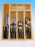 Modernist Japan Stainless Steel with black Nylon Flatware set 23 pcs Modern